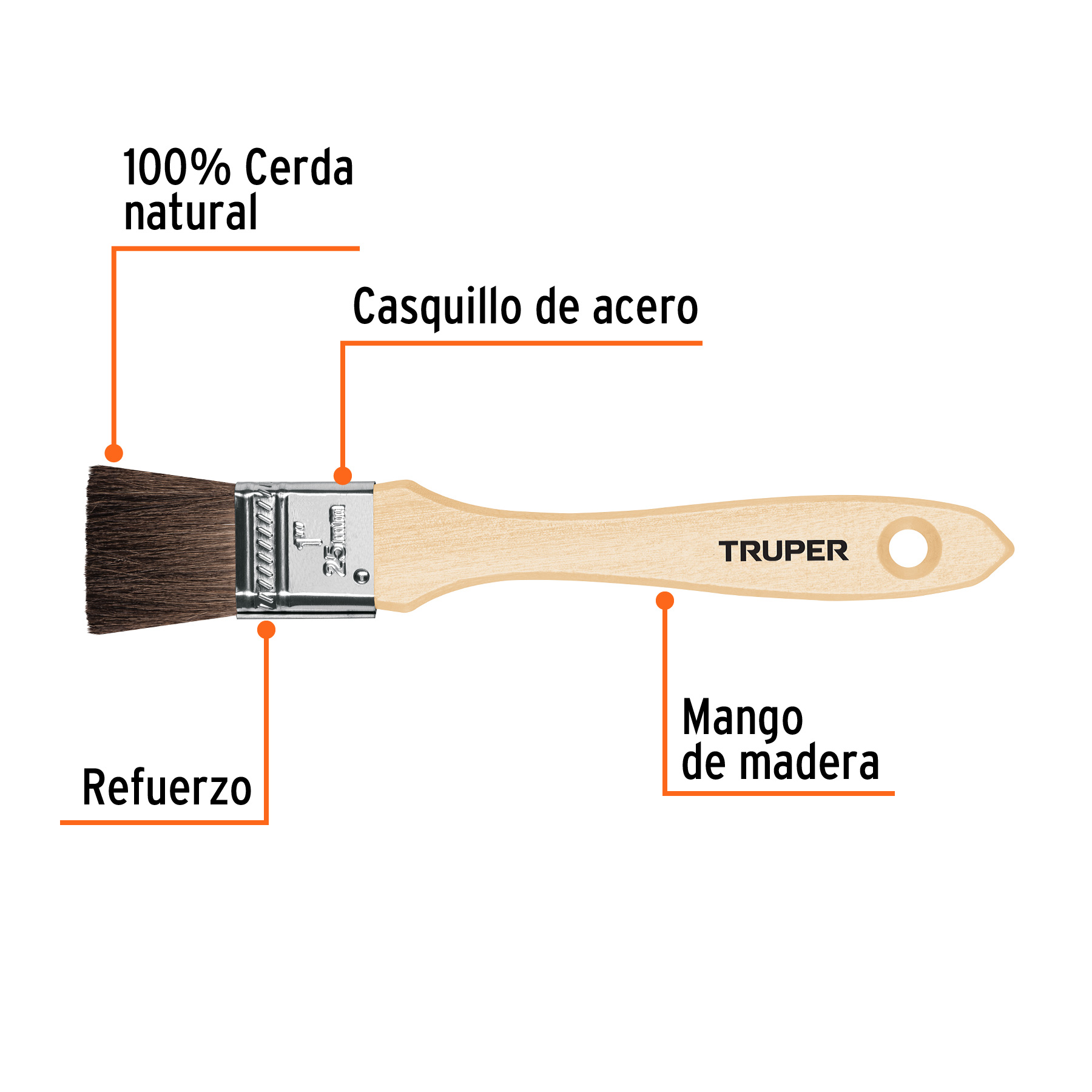 Brocha pelo de camello de 1 con mango de madera