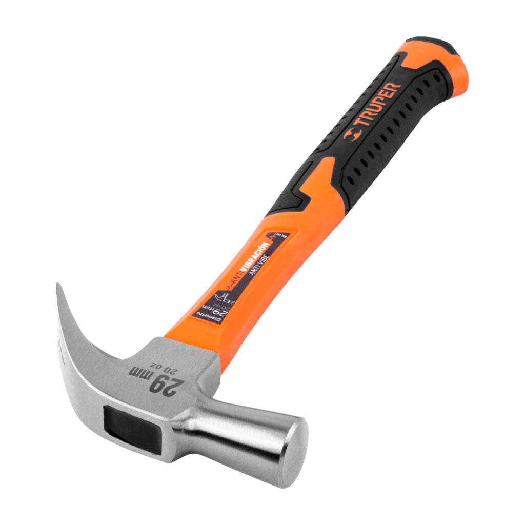 Martillo 22 oz uña recta, mango fibra de vidrio